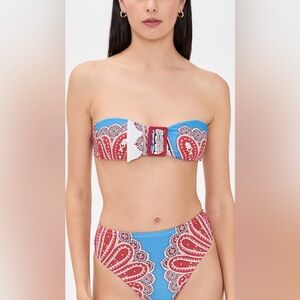 FARM Rio Blue and Red Paisley Bandeau Bikini